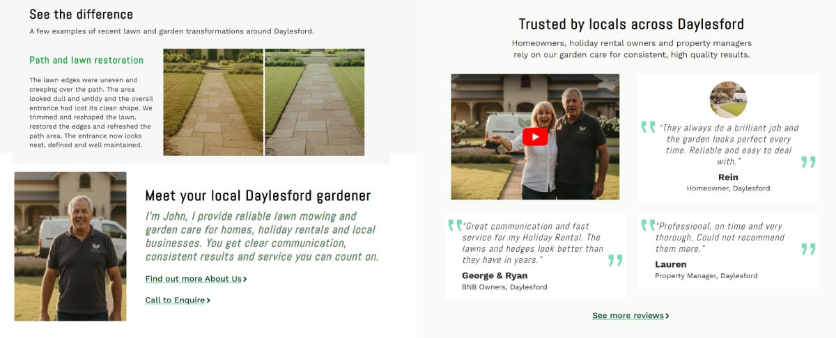 Local Daylesford gardening services with customer testimonials