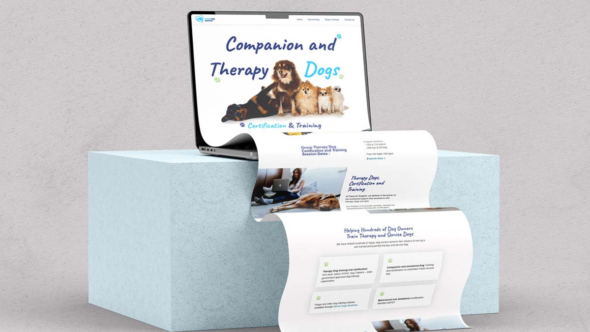 Melbourne Therapy dog training website design on laptop display