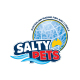 Salty pets logo, pet care logo, salty pets branding, pet universe branding, colourful pet logo, playful pet brand image.