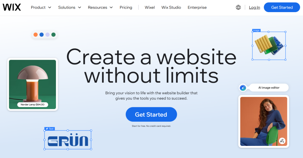 Create a website with Wix, no limits.