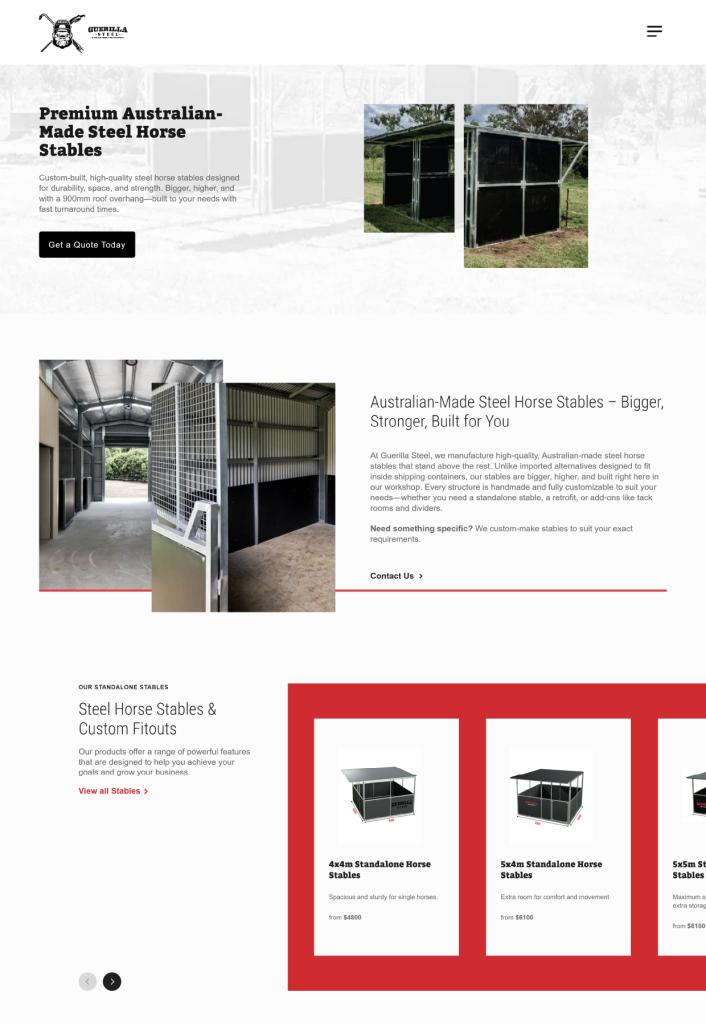 Australian-made steel horse stables, durable and custom-built.