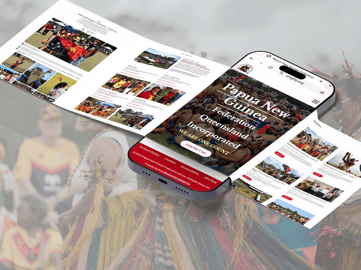 Papua New Guinea Queensland Federation website on phone and magazine.