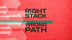 Green arrow with text: Right Stack Wrong Path