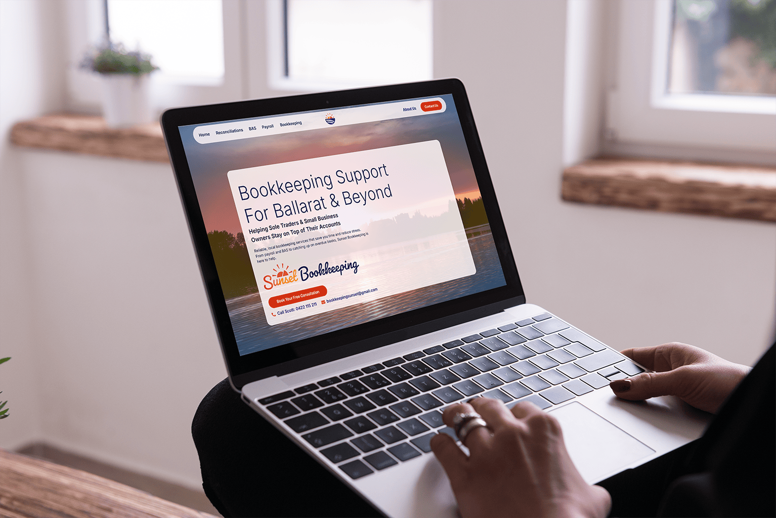 Laptop showing bookkeeping services website for Ballarat.