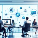 Modern office with people using computers