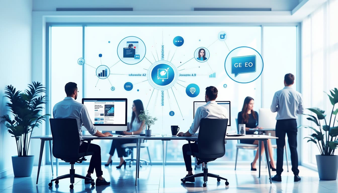 Modern office with people using computers