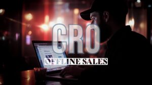Man working on laptop about CRO offline sales