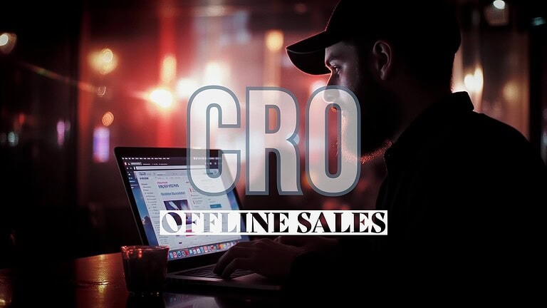 Man working on laptop about CRO offline sales