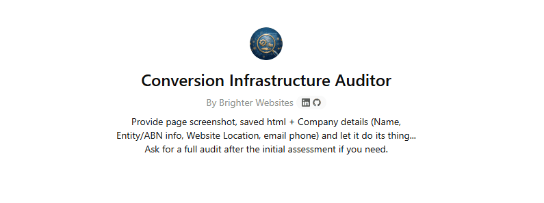 Conversion Infrastructure Auditor service by Brighter Websites