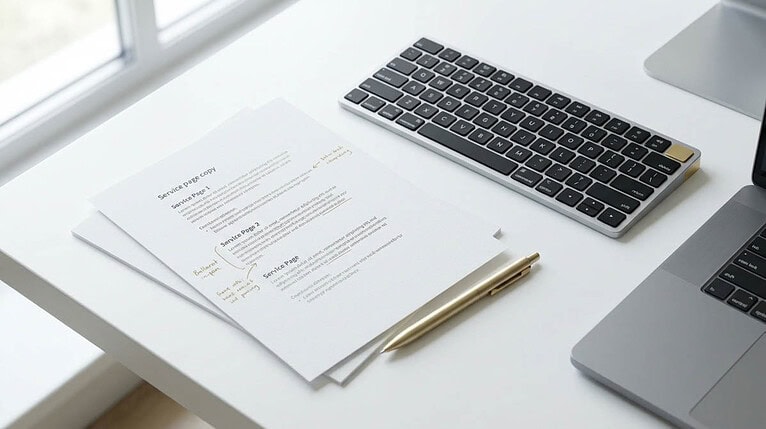 Documents and keyboard on modern office desk
