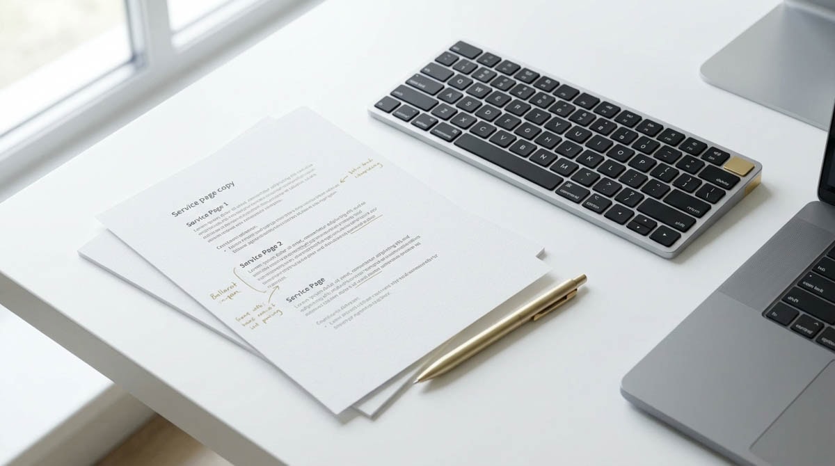 Documents and keyboard on modern office desk