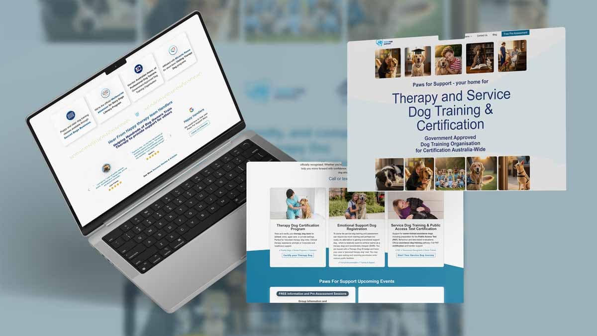 Therapy and service dog training website design