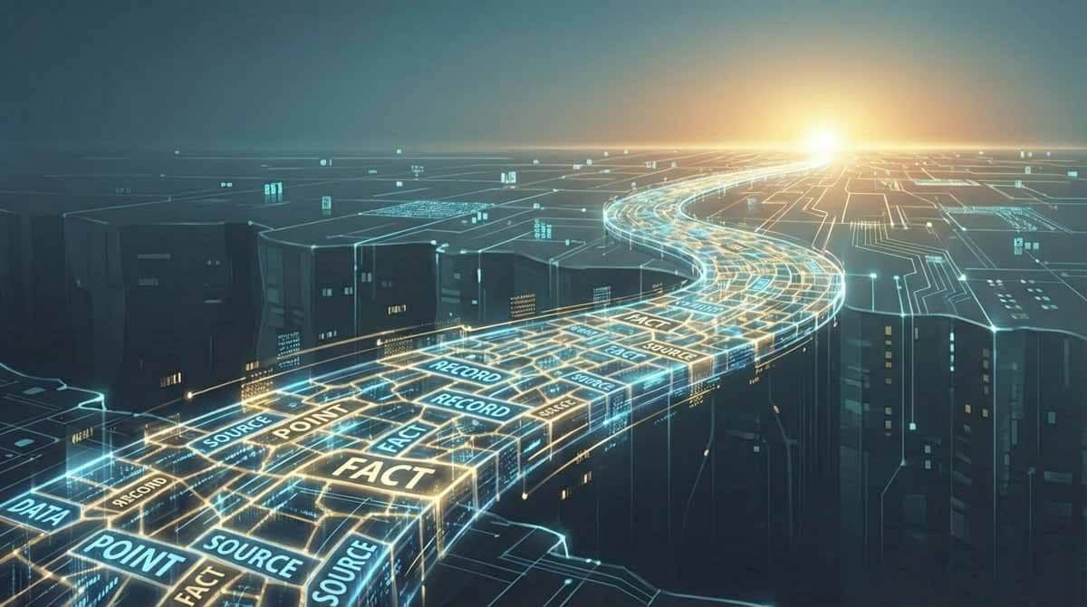 Digital data trust highway leading towards bright horizon, Representing the path towards future visibility through a trust building proof library