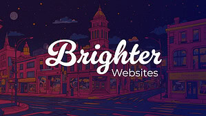 Brighter Websites logo on colourful Ballarat city illustration