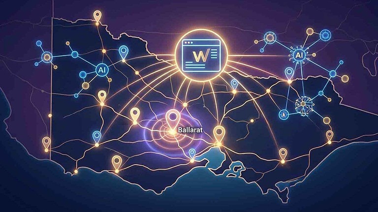 AI network map connecting Ballarat and Victoria regions