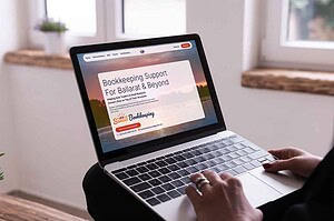 Website Designer collaborating with Sunset Bookkeeping website during live build session in Ballarat.
