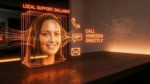 Local support contact for Ballarat: Vanessa available by phone, message, or email