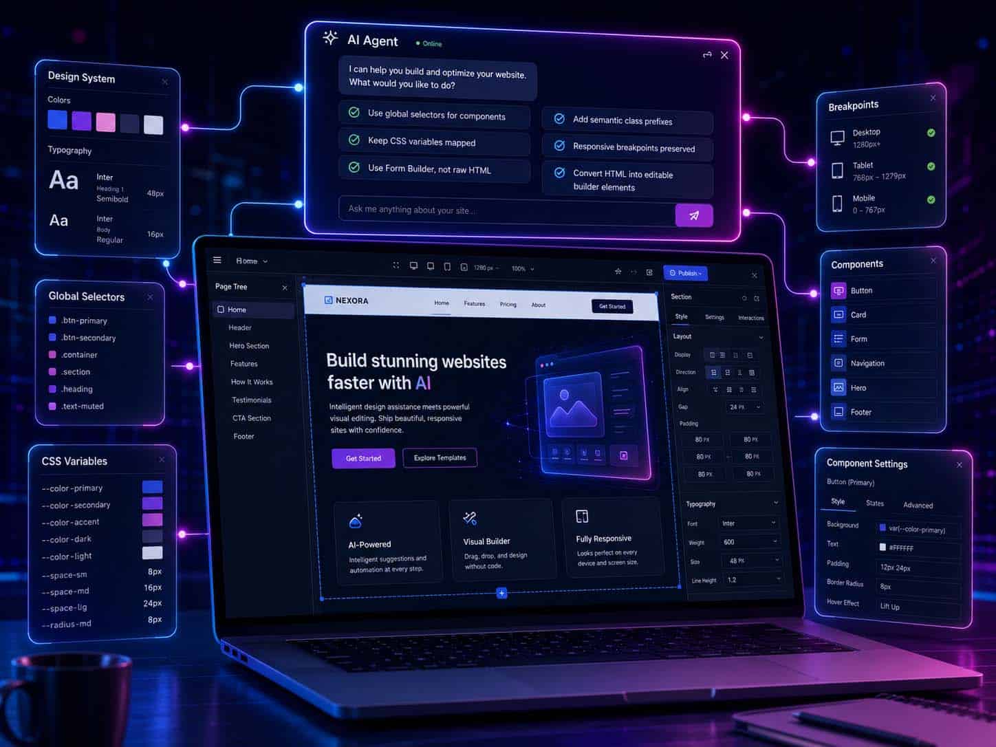 Using the Agent Connector Web Design with AI in Breakdance 3.0.0