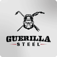 Guerilla Steel logo with welding mask and tools