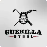 Guerilla Steel logo with welding mask and tools